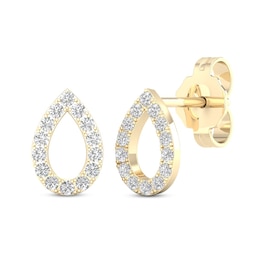 Diamond Pear Earrings 1/15 ct tw Round-Cut 10K Yellow Gold