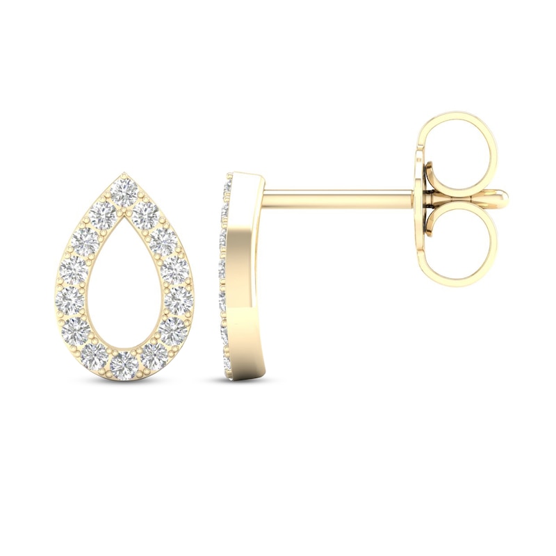 Main Image 2 of Diamond Pear Earrings 1/15 ct tw Round-Cut 10K Yellow Gold