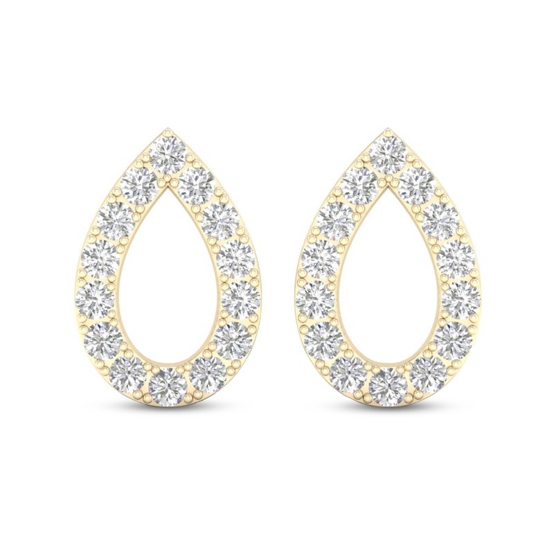 Main Image 3 of Diamond Pear Earrings 1/15 ct tw Round-Cut 10K Yellow Gold