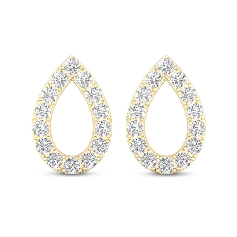 Diamond Pear Earrings 1/15 ct tw Round-Cut 10K Yellow Gold