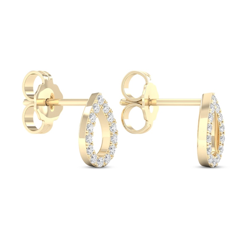 Diamond Pear Earrings 1/15 ct tw Round-Cut 10K Yellow Gold