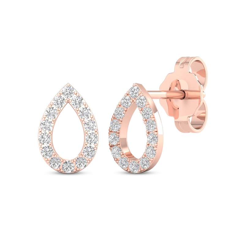 Main Image 1 of Diamond Pear Earrings 1/15 ct tw Round-Cut 10K Rose Gold