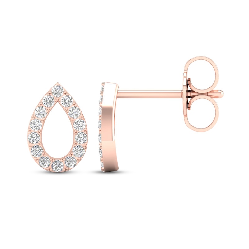 Main Image 2 of Diamond Pear Earrings 1/15 ct tw Round-Cut 10K Rose Gold