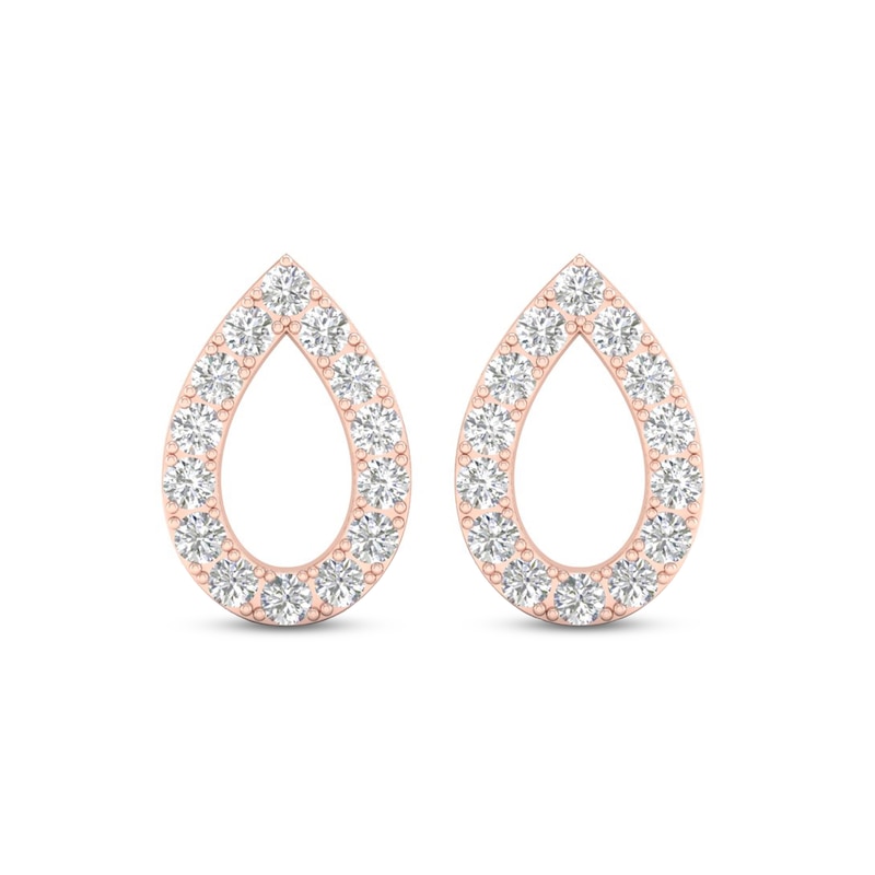 Diamond Pear Earrings 1/15 ct tw Round-Cut 10K Rose Gold