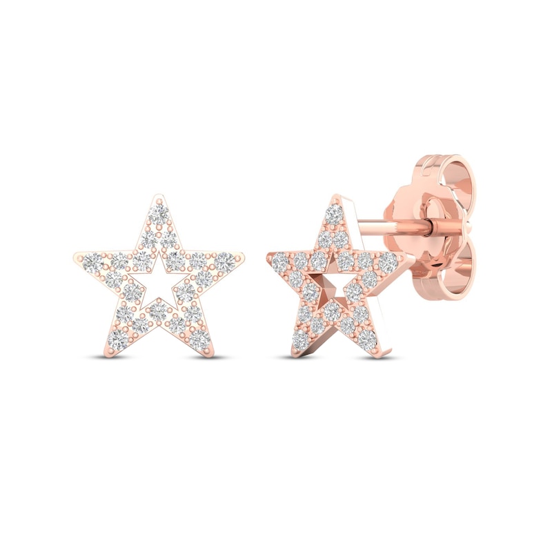 Main Image 1 of Diamond Star Stud Earrings 10K Rose Gold