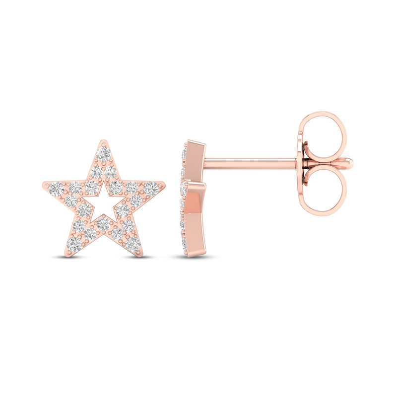 Main Image 2 of Diamond Star Stud Earrings 10K Rose Gold
