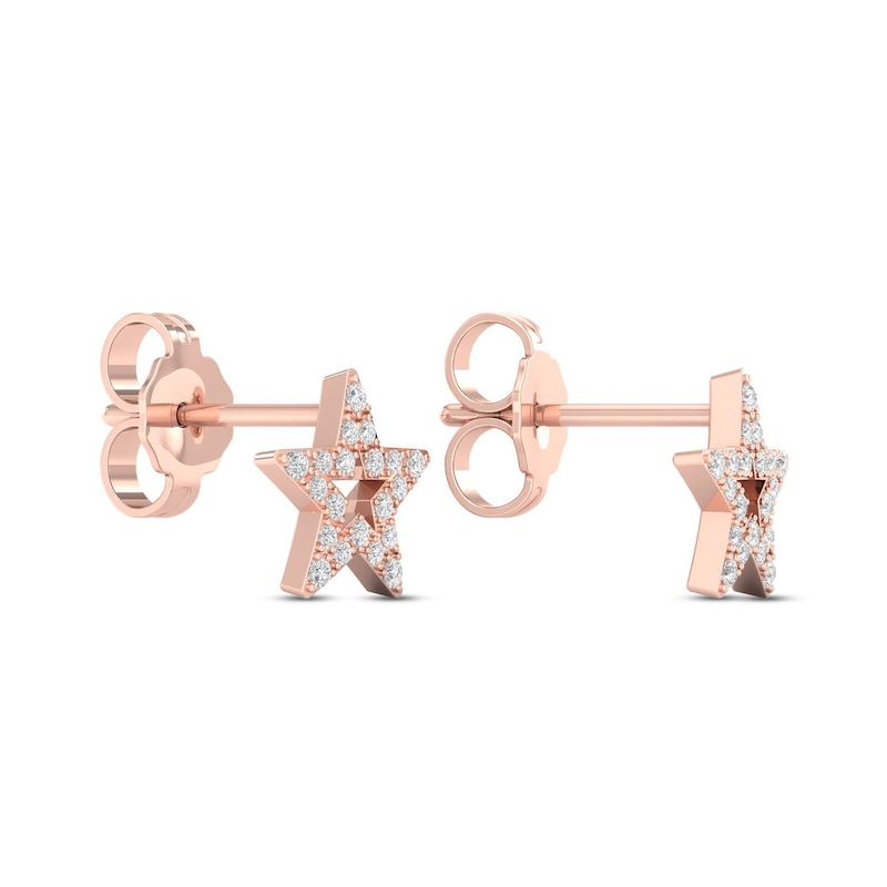 Main Image 4 of Diamond Star Stud Earrings 10K Rose Gold