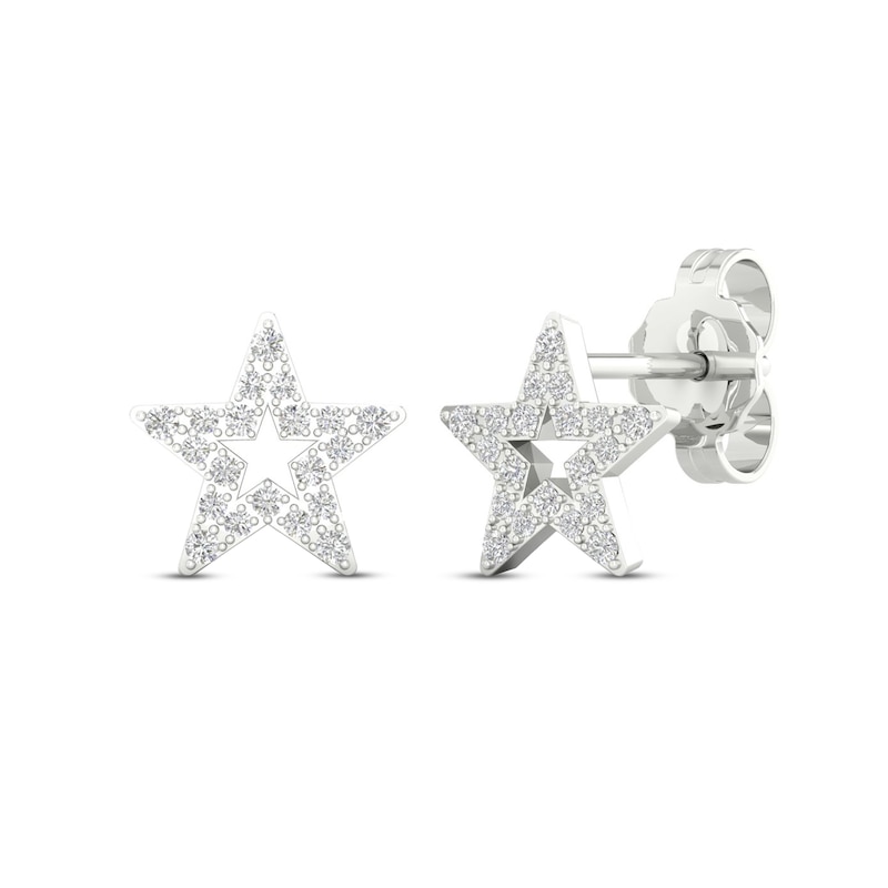Main Image 1 of Diamond Star Stud Earrings 10K White Gold