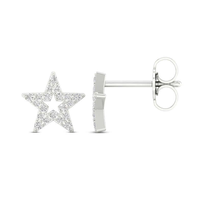 Main Image 2 of Diamond Star Stud Earrings 10K White Gold