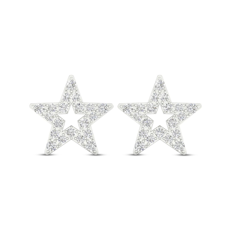 Main Image 3 of Diamond Star Stud Earrings 10K White Gold