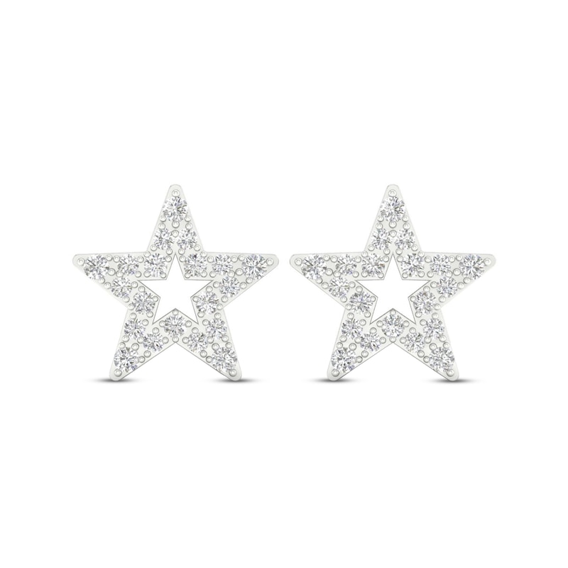 Diamond Star Stud Earrings 10K White Gold