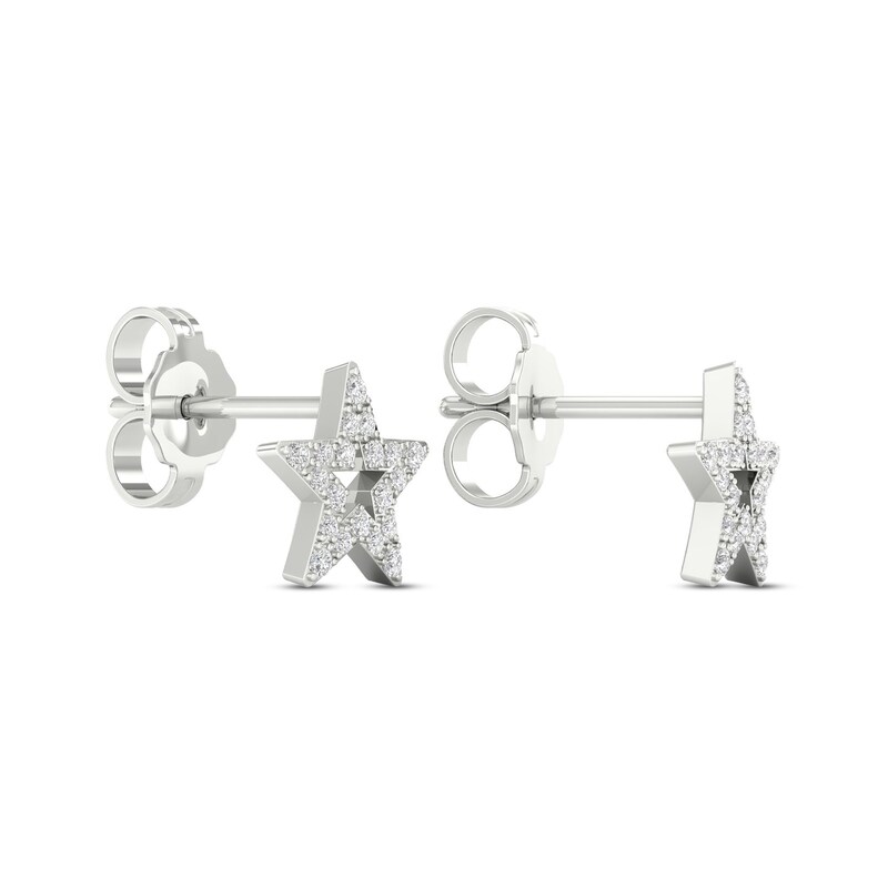 Main Image 4 of Diamond Star Stud Earrings 10K White Gold