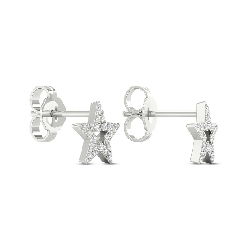 Diamond Star Stud Earrings 10K White Gold