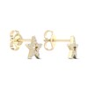 Diamond Star Stud Earrings 10K Yellow Gold