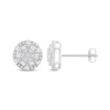 Thumbnail Image 1 of Diamond Halo Stud Earrings 1/2 ct tw Baguette/Round-Cut 10K White Gold