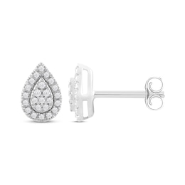 Pear-Shaped Diamond Stud Earrings 1/10 ct tw Round-Cut 10K White Gold