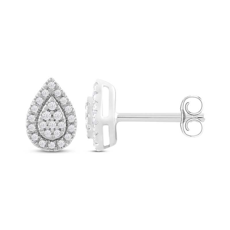 Pear-Shaped Diamond Stud Earrings 1/10 ct tw Round-Cut 10K White Gold