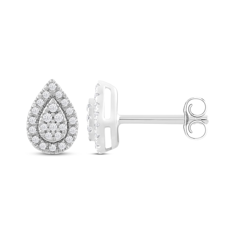 Main Image 1 of Pear-Shaped Diamond Stud Earrings 1/10 ct tw Round-Cut 10K White Gold
