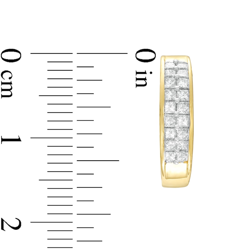 Main Image 2 of Diamond Hoop Earrings 1/2 ct tw Princess-Cut 10K Yellow Gold