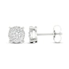 Thumbnail Image 2 of Diamond Halo Stud Earrings 1/2 ct tw Round-Cut 10K White Gold