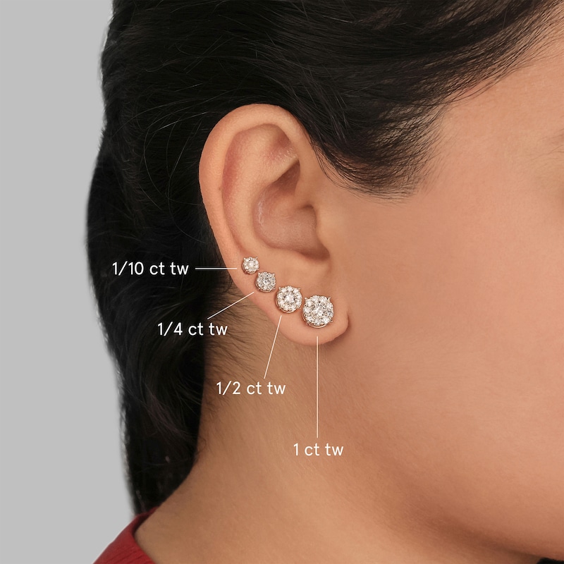 Diamond Halo Stud Earrings 1/10 ct tw Round-Cut 10K White Gold