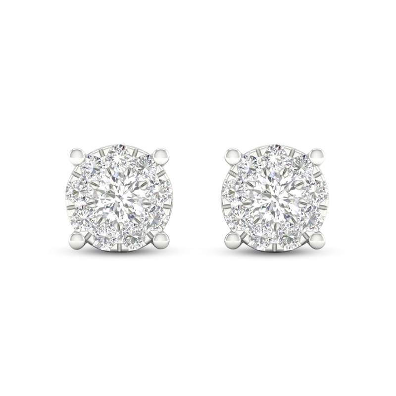 Diamond Halo Stud Earrings 1/4 ct tw Round-Cut 10K White Gold