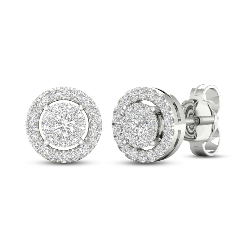 18k White Gold 4-prong Round Brilliant Diamond Stud Earrings (0.75 Ct. –