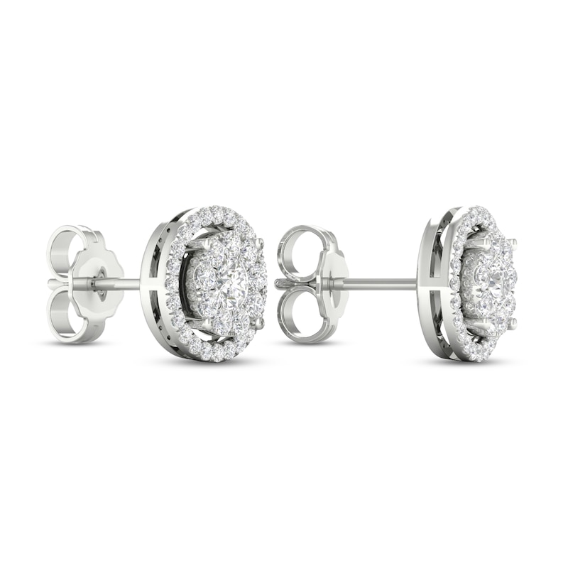 Diamond Stud Earrings, .60 Carat Total, H/I SI2, 14K White Gold