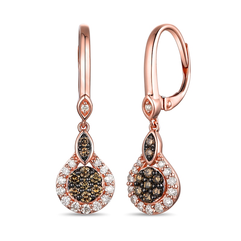Le Vian Diamond Dangle Earrings 1/2 ct tw 14K Strawberry Gold