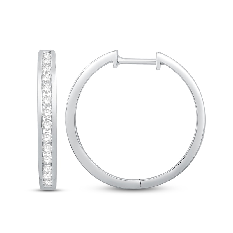 Diamond Hoop Earrings 1/2 ct tw Round-Cut 10K White Gold