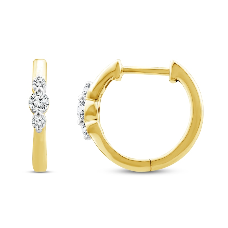 Main Image 1 of Diamond Hoop Earrings 1/5 ct tw Round-Cut 10K Yellow Gold