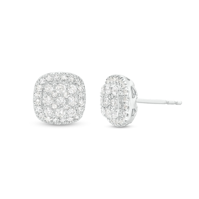 Main Image 1 of Diamond Stud Earrings 1/2 ct tw Round-Cut 10K White Gold