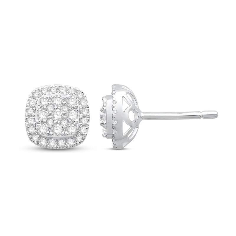 Main Image 2 of Diamond Stud Earrings 1/2 ct tw Round-Cut 10K White Gold