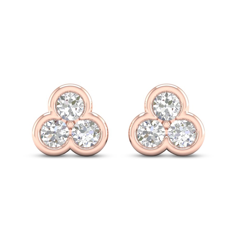 Diamond Three Stone-Earrings 1/2 ct tw Round-Cut 10K Rose Gold