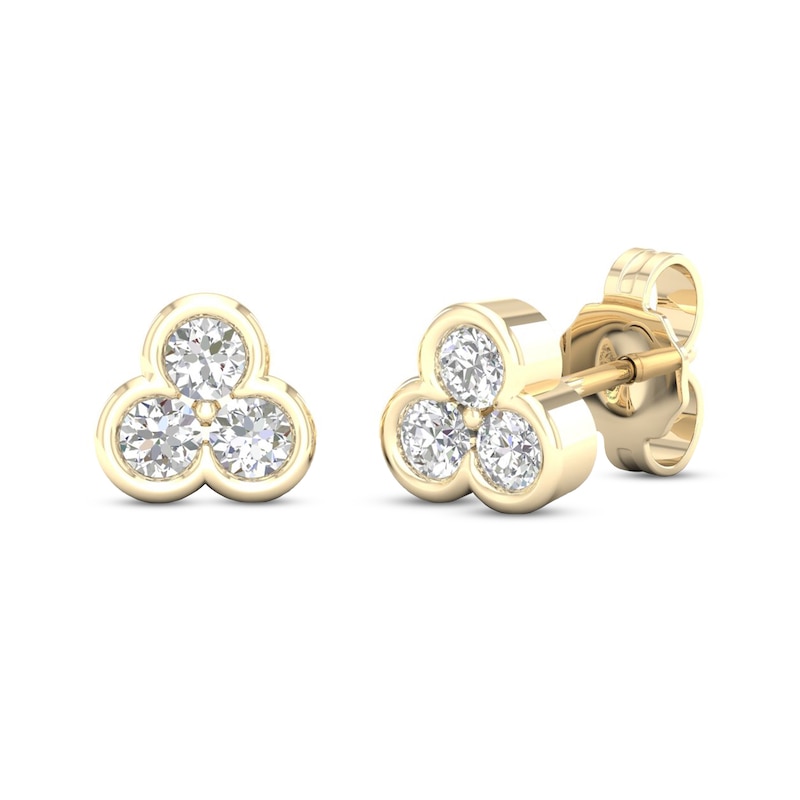 Diamond Three-Stone Earrings 1/2 ct tw Round-Cut 10K Yellow Gold