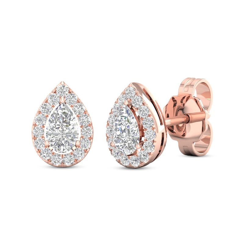 Main Image 1 of Diamond Pear Earrings 1/3 ct tw Pear & Round-Cut 10K Rose Gold