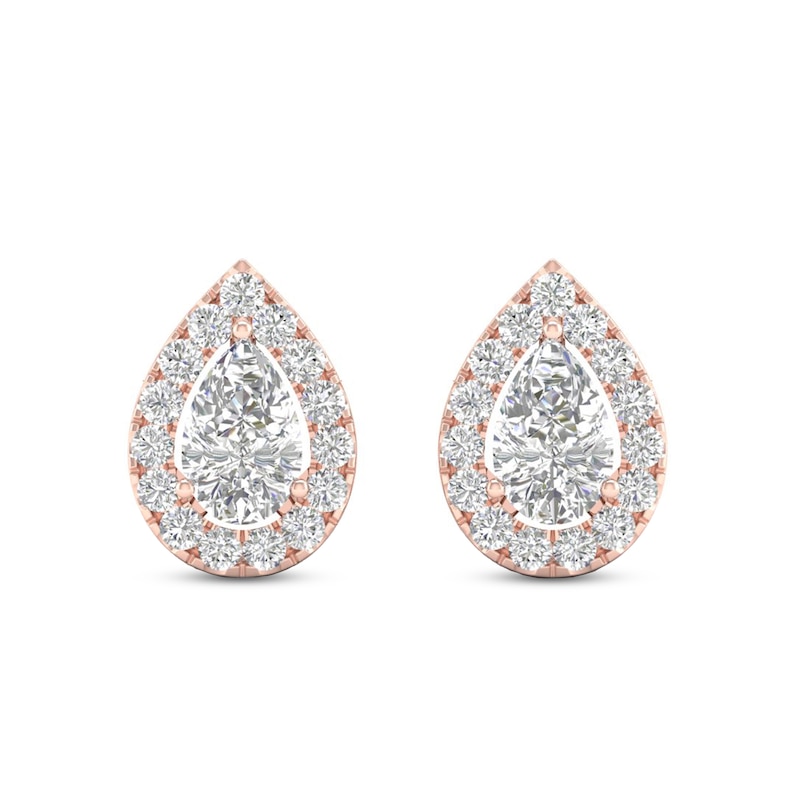 Main Image 3 of Diamond Pear Earrings 1/3 ct tw Pear & Round-Cut 10K Rose Gold