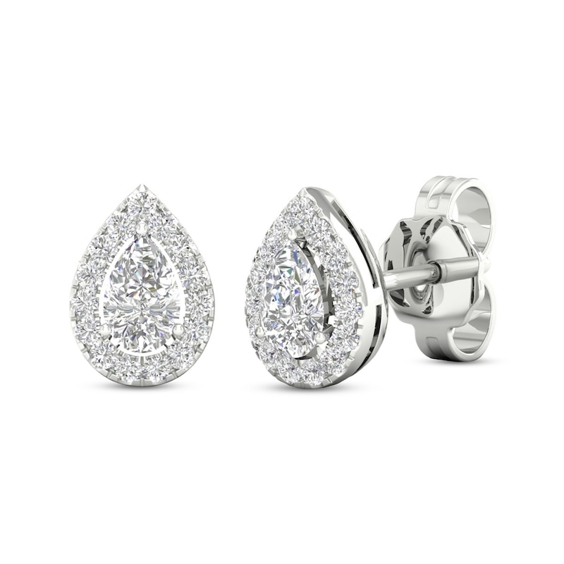 Main Image 1 of Diamond Pear Earrings 1/3 ct tw Pear & Round-Cut 10K White Gold