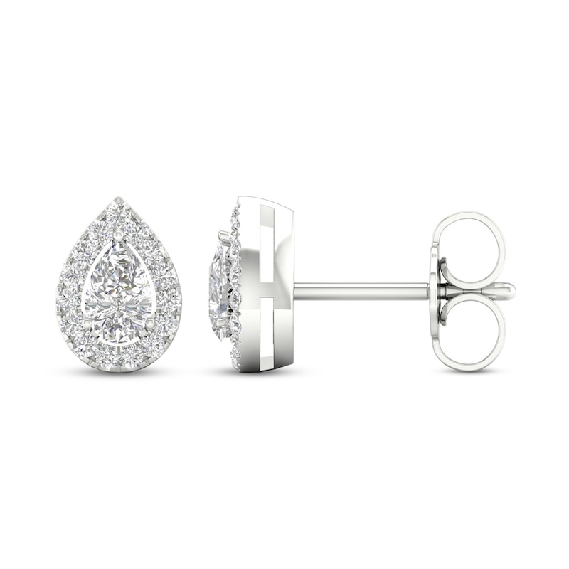 Main Image 2 of Diamond Pear Earrings 1/3 ct tw Pear & Round-Cut 10K White Gold