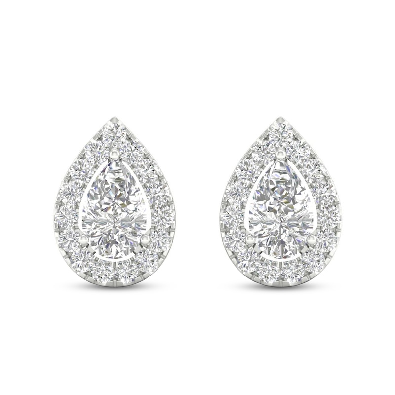 Main Image 3 of Diamond Pear Earrings 1/3 ct tw Pear & Round-Cut 10K White Gold