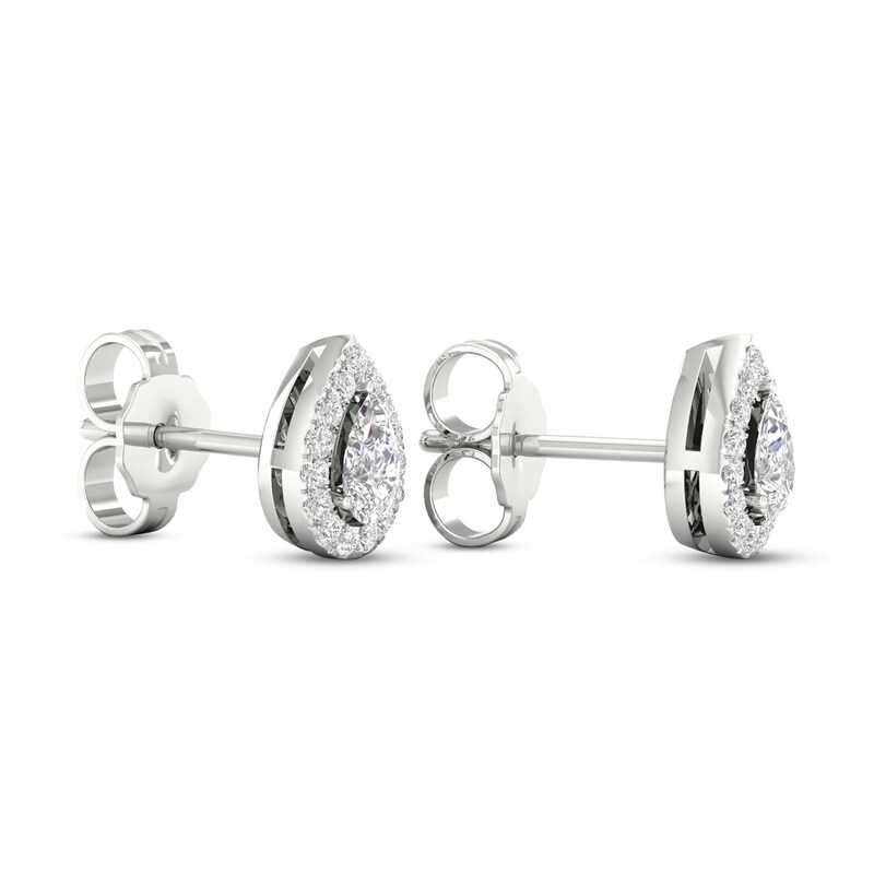 Main Image 4 of Diamond Pear Earrings 1/3 ct tw Pear & Round-Cut 10K White Gold