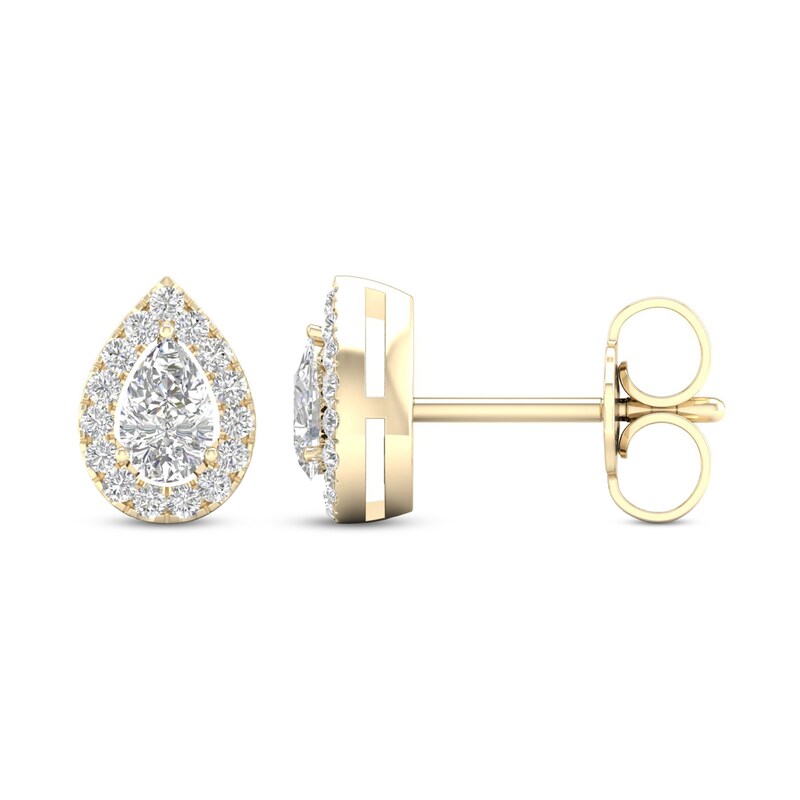 Main Image 2 of Diamond Pear Earrings 1/3 ct tw Pear & Round-Cut 10K Yellow Gold