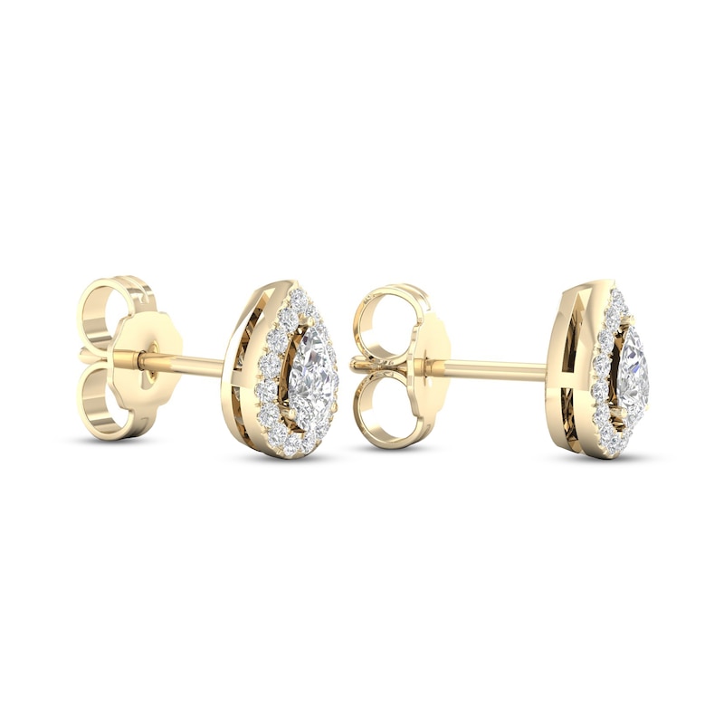 Main Image 4 of Diamond Pear Earrings 1/3 ct tw Pear & Round-Cut 10K Yellow Gold