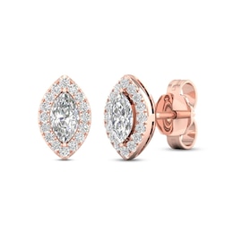 Diamond Earrings 1/3 ct tw Marquise & Round-Cut 10K Rose Gold