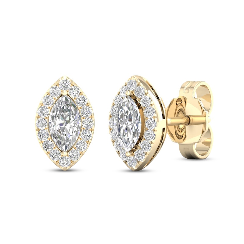 Diamond Earrings 1/3 ct tw Marquise & Round-Cut 10K Yellow Gold