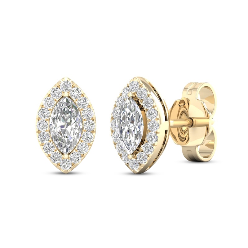 Main Image 1 of Diamond Earrings 1/3 ct tw Marquise & Round-Cut 10K Yellow Gold