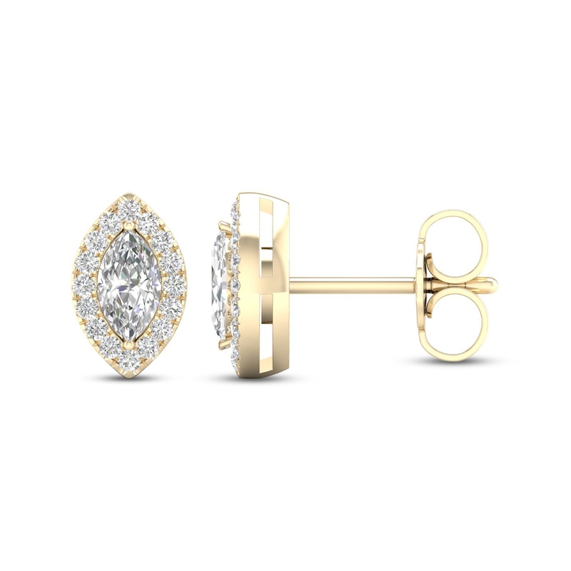Main Image 2 of Diamond Earrings 1/3 ct tw Marquise & Round-Cut 10K Yellow Gold