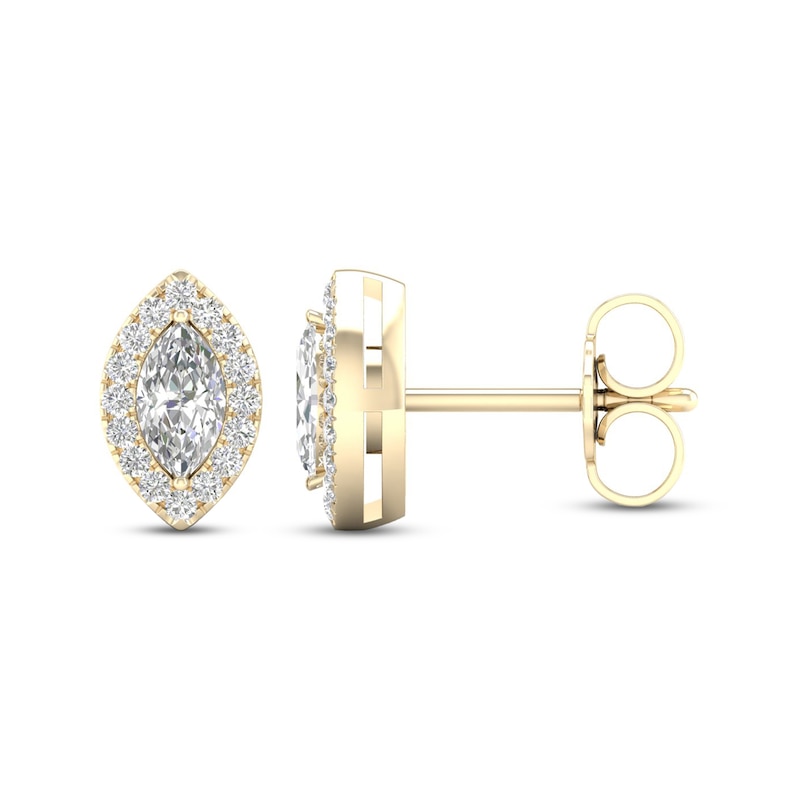 Diamond Earrings 1/3 ct tw Marquise & Round-Cut 10K Yellow Gold