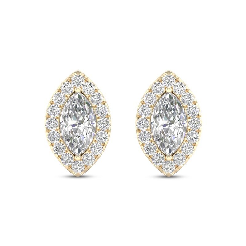 Main Image 3 of Diamond Earrings 1/3 ct tw Marquise & Round-Cut 10K Yellow Gold
