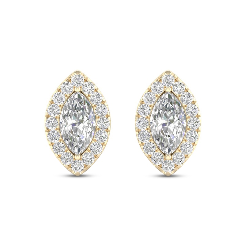 Diamond Earrings 1/3 ct tw Marquise & Round-Cut 10K Yellow Gold